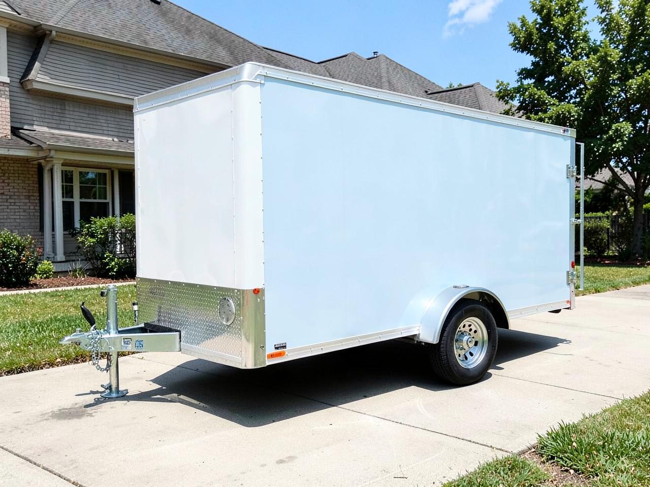Paradise Pools & Spas service trailer parked at a customer's home